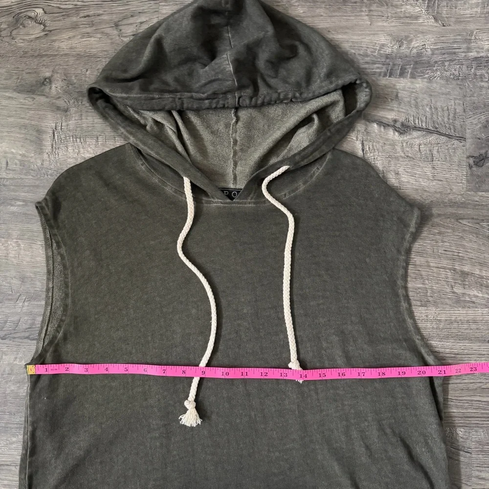 POL Mineral Wash Olive Sleeveless Hoodie T-Shirt Dress SMALL - Picture 11 of 13